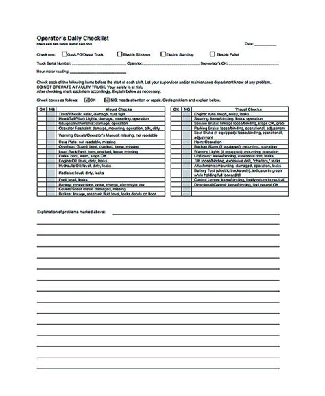 9 record all test results in the component maintenance log. , Free Daily Checklist Template and Its Purposes , Daily ...