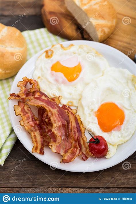 Bacon And Eggs For Breakfast On The Plate Stock Photo Image Of Fresh