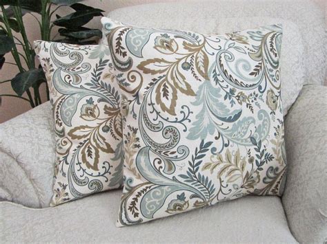 What kind of pillow to put on sofa? Slate blue, brown and white pillow. | Throw pillows, Blue ...