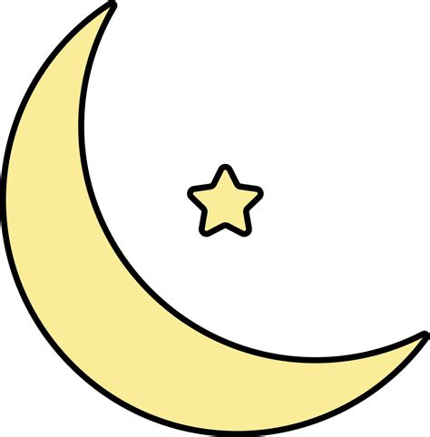 Yellow Crescent Moon With Star Flat Icon Or Symbol 24182212 Vector Art