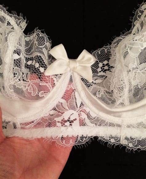 white sheer bra lace bra silk lingerie handmade lingerie