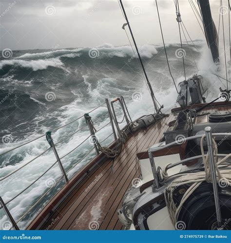 Stormy Seas A Ship Deck In Turmoil Stock Illustration Illustration Of