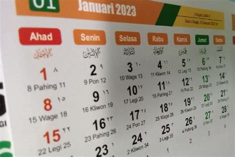 Kalender Jawa Senin 2 Januari 2023 Lengkap Dengan Hari Pasaran Weton Neptu Dan Jam Baik