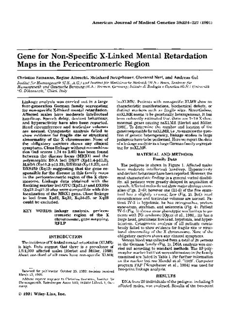 Pdf Gene For Nonspecific X Linked Mental Retardation Mrx 47 Is