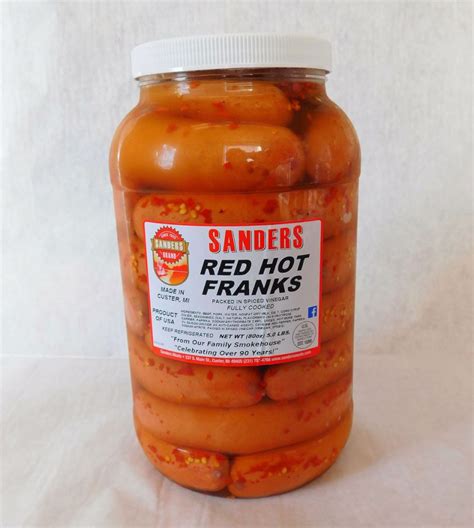 Pickled Red Hot Franks 5lb Jar Available In Store Only Sanders Meats