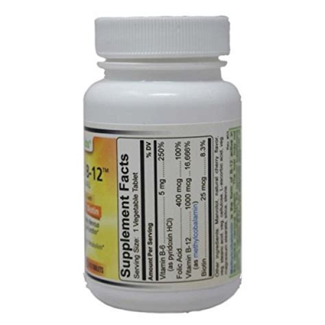 Sublingual Vitamin B12 1000 Mcg B6 5mg Folic Acid400 Mcg