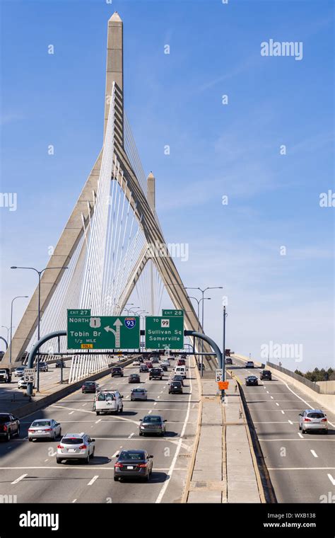 Boston Zakim Bridge Stock Photo Alamy