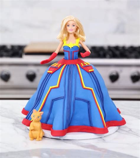 Captain america marvel cake topper personalised custom with age name colour. Barbie as Captain Marvel Cake | Marvel birthday party ...