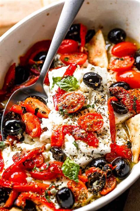 Mediterranean Baked Feta Recipe The Best Cheesy Appetizer Dip