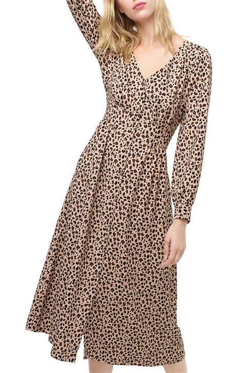J.Crew Leopard Print Buffon Front A-line Midi Dress - Lyst