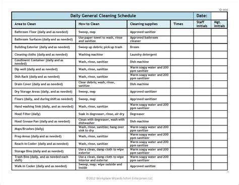 It'll be best to make a weekly plan breaking the lump… article by template.net Restaurant Cleaning Schedule - Workplace Wizards ...