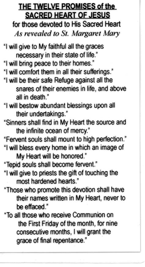 Twelve Promises Of The Sacred Heart Holy Card Prayer Card Etsy