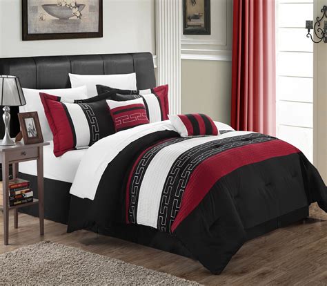 Carlton 10 Piece Comforter Set King Size Black Sheet Set Bedskirt