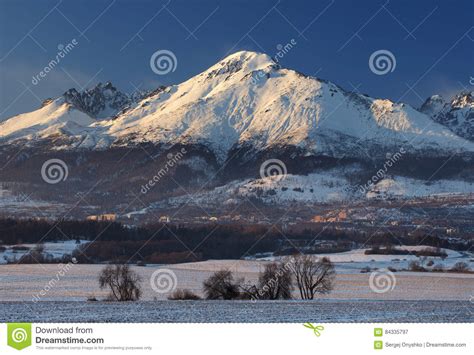 Blue Sky And Sun Light On Snowed Summits Stock Image Image Of January