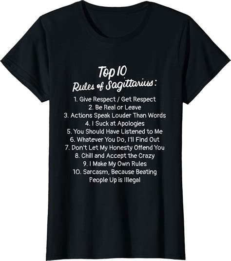 Zodiac Sign Funny Top 10 Rules Of Sagittarius T Shirt Walmart Com