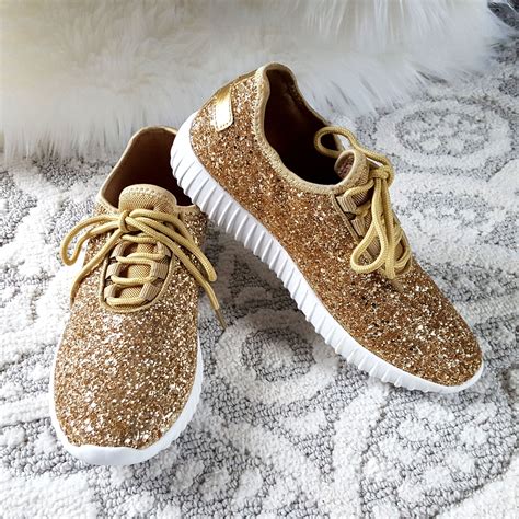 Touch Of Glam Gold Sneakers Gold Sneakers Glitter Tennis Shoes Sneakers