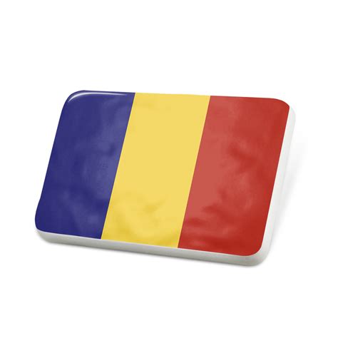 Porcelein Pin Romania Flag Lapel Badge Neonblond