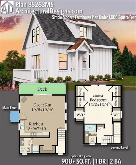 Plan 85263ms Simple Modern Farmhouse Plan Under 1000 Square Feet