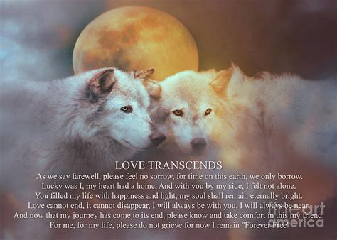 Love Transcends With Two Wolves And Spiritual Poem Photograph By