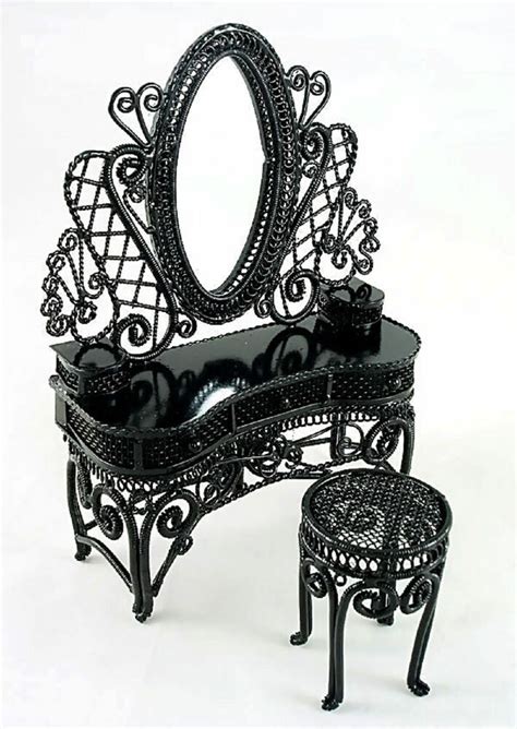 The good news is there. Black Wire Metal Makeup Vanity Chair 1:12 Doll's House ...