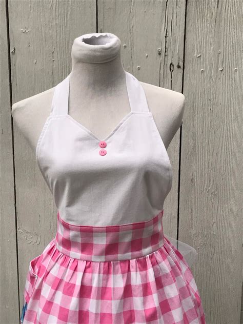 Sweet A Pink Apron Cooking Apron Ready To Ship Pink Plaid Etsy