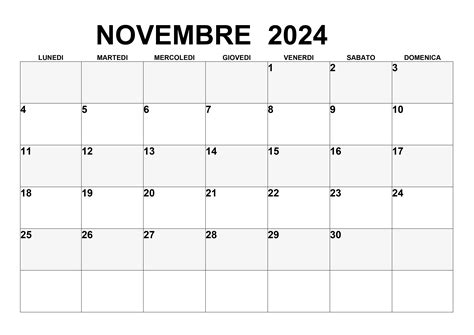 Calendario Novembre 2024 Calendario Su