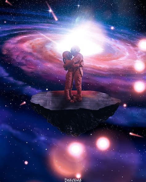 Love Is Love Astronaut Couple Fantasy Milky Milky Way Nature