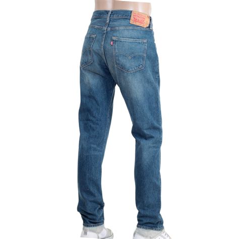 Faded And Creased Washed Blue Levis Jeans For Men