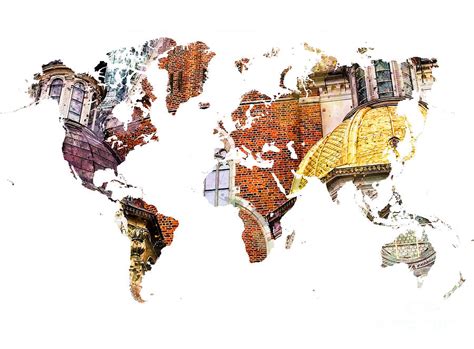 Map Of The World Architecture Style Digital Art By Justyna Jaszke