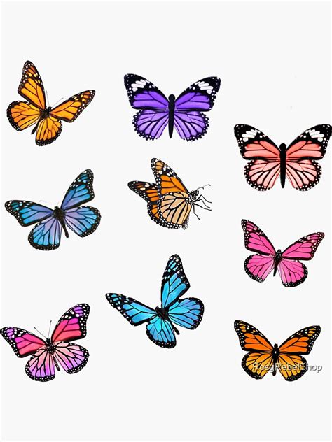Butterfly Sticker Set Sticker For Sale By Rosyrebelshop Redbubble