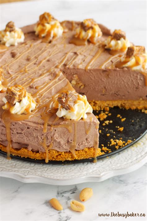 The Busy Baker Easy No Bake Snickers Cheesecake