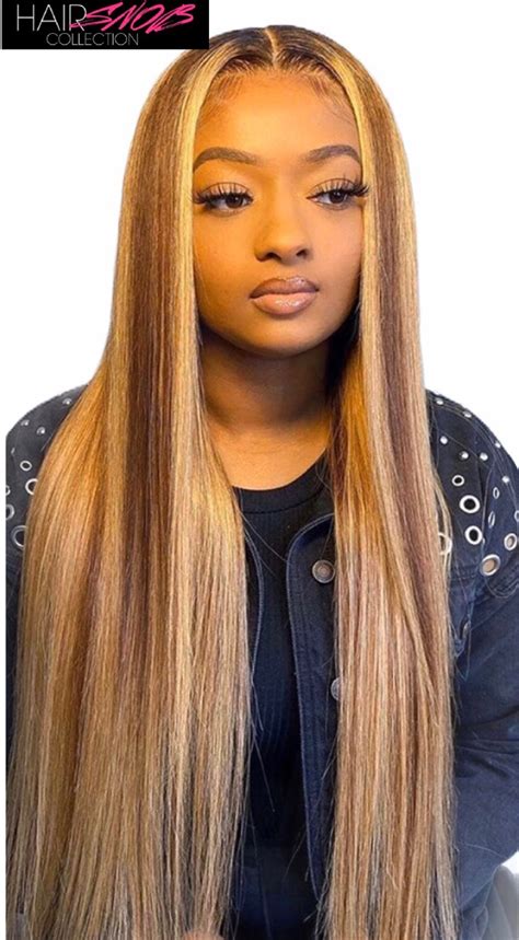 lace front 13x4 honey blonde highlight ombré straight wig hair snob collection llc