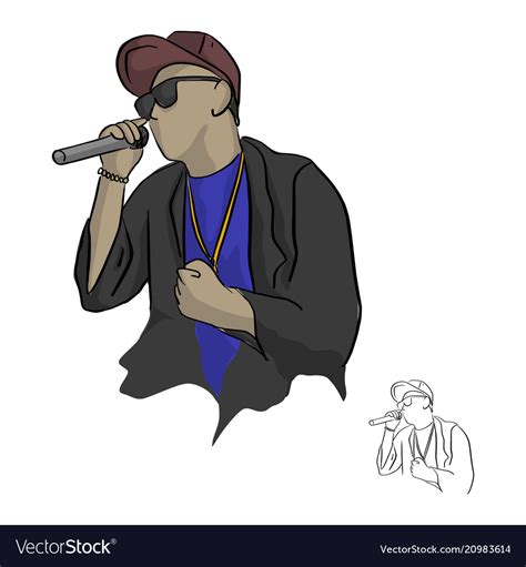 Rapper Holding Microphone Sketch Royalty Free Vector Image