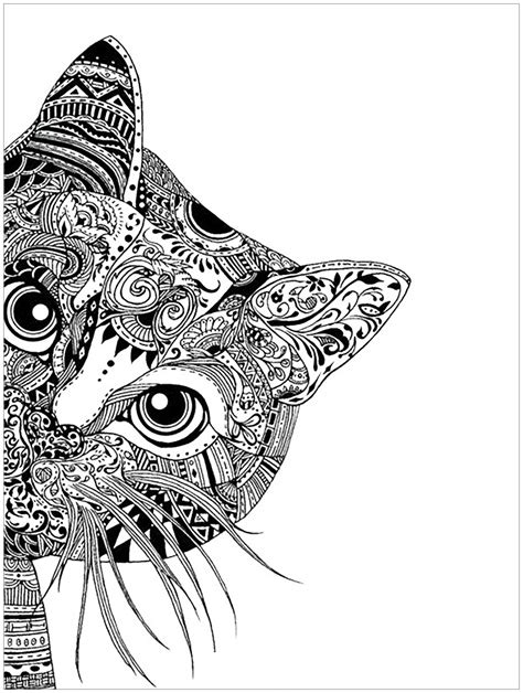 Pages Cat Head Animals Coloring Pages For Adults Justcolor