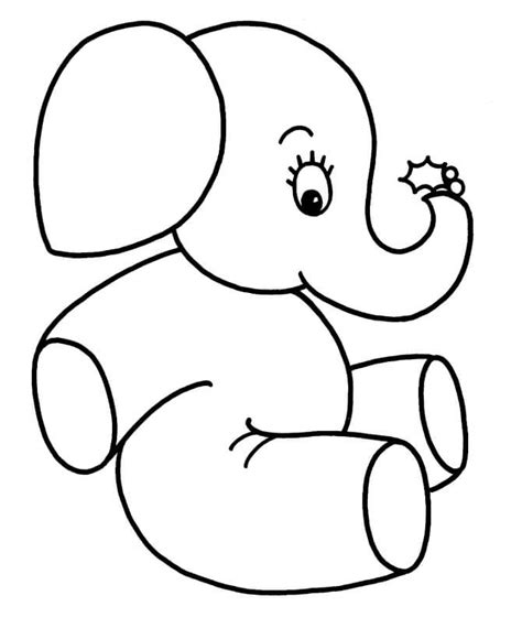 Elefante F Cil Sentado Para Colorear Imprimir E Dibujar Coloringonly