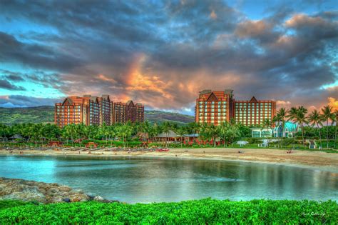 Oahu Hi Aulani Disney Resort And Spa Sunset Rainbow Reflections