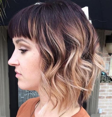 Brown Bob With Ombre Highlights Short Balayage Short Hair Balayage