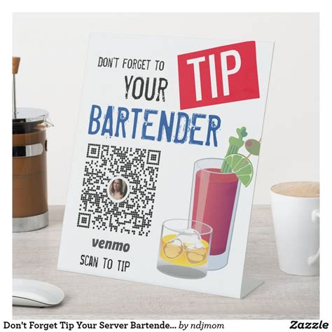 Don T Forget Tip Your Server Bartender Venmo Sign Zazzle Bartender Venmo Tip Sign Create Sign