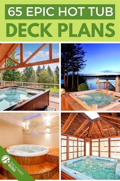 An image of hot tubs and deck plans with text overlay that reads 65