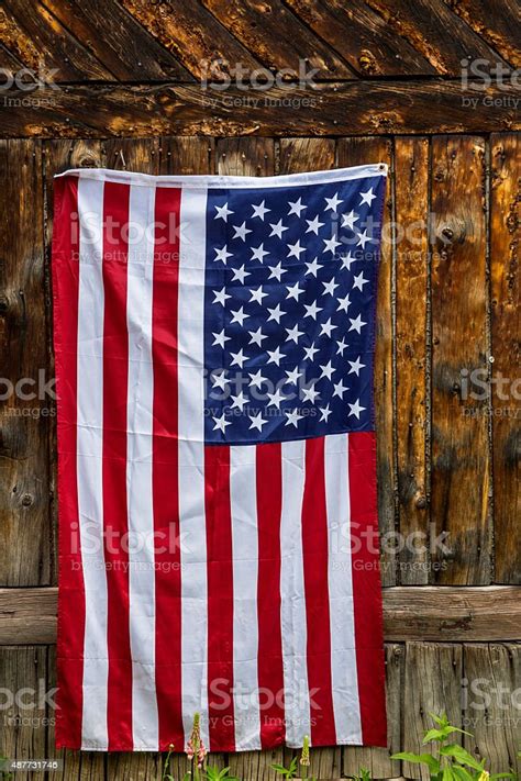 American Flag On Rustic Wood Background Stock Photo Download Image