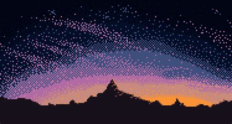 Pixels Pixel Art Night Skies Sky