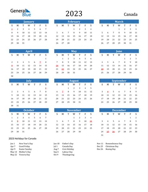 2023 Printable Monthly Calendar Canada Imagesee