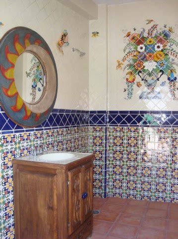 Bathroom Using Mexican Tile And A Mexican Mural Mexican Home Decor Gallery Mission Accesories