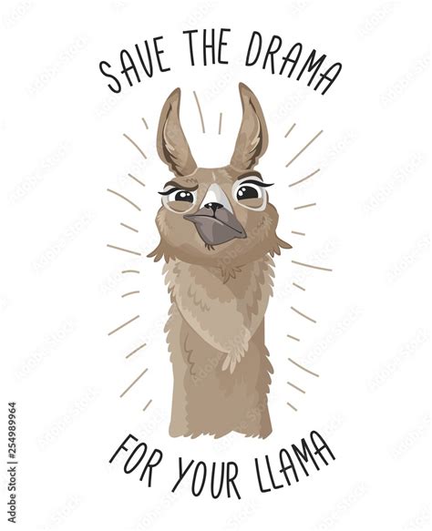 Vetor De Save The Drama For Your Llama Print With Funny Alpaca Head On