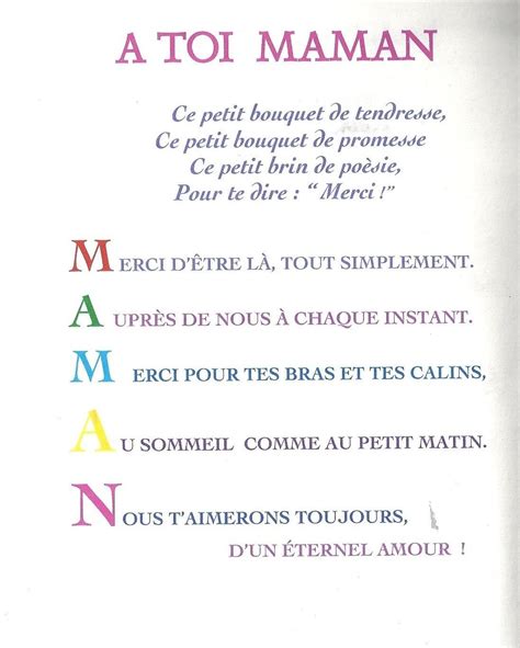 Épinglé Par Phuong Sur Apprendre Le Français Poeme Maman Texte Pour