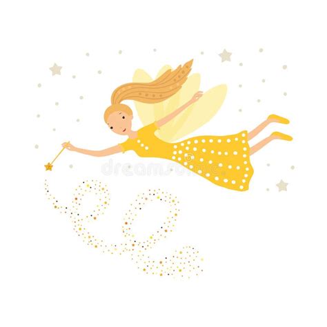 Yellow Fairy With Magic Wand Stock Illustration Illustration Of