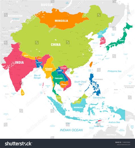 East Asia Map With Capitals Map Vector
