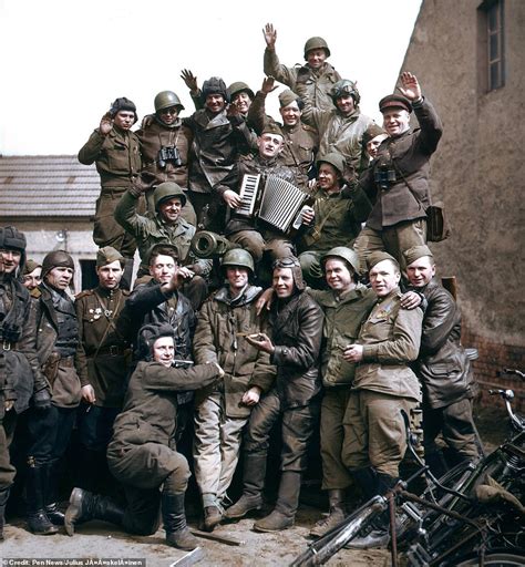 Stunning Colourised Images From Wwii Show Allied Troops Celebrating The End Of