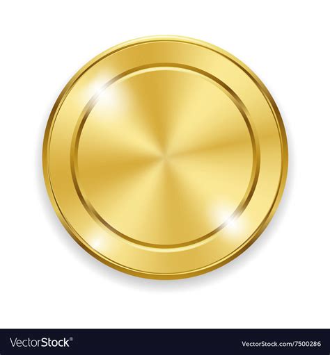 Blank Round Polished Gold Metal Badge On White Vector Image