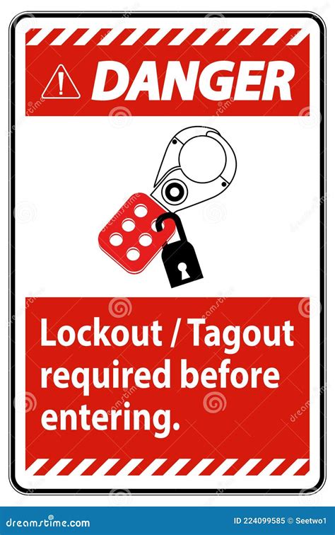 Danger Sign Lockout Tagout Required Before Entering Cartoon Vector